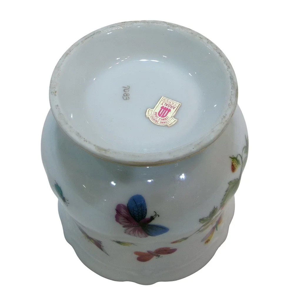 Ardalt Lenwile China Strawberry Butterfly Porcelain Planter Cachepot Japan 7083